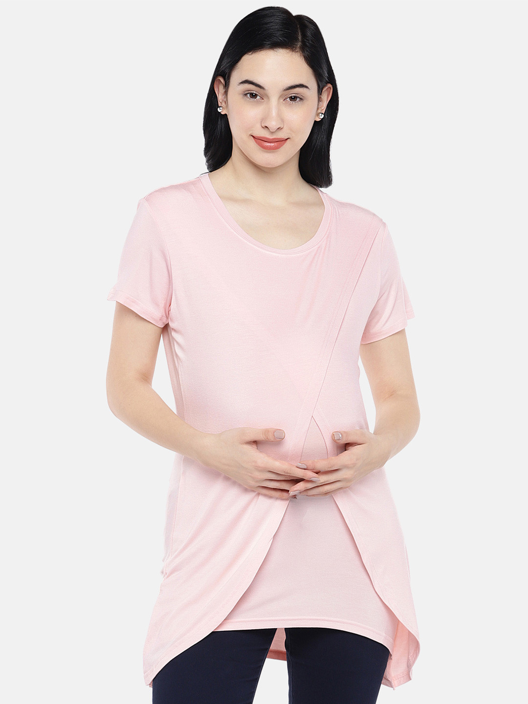 Blush 9 Maternity Women Tie and Dye Cold-Shoulder Sleeves Top