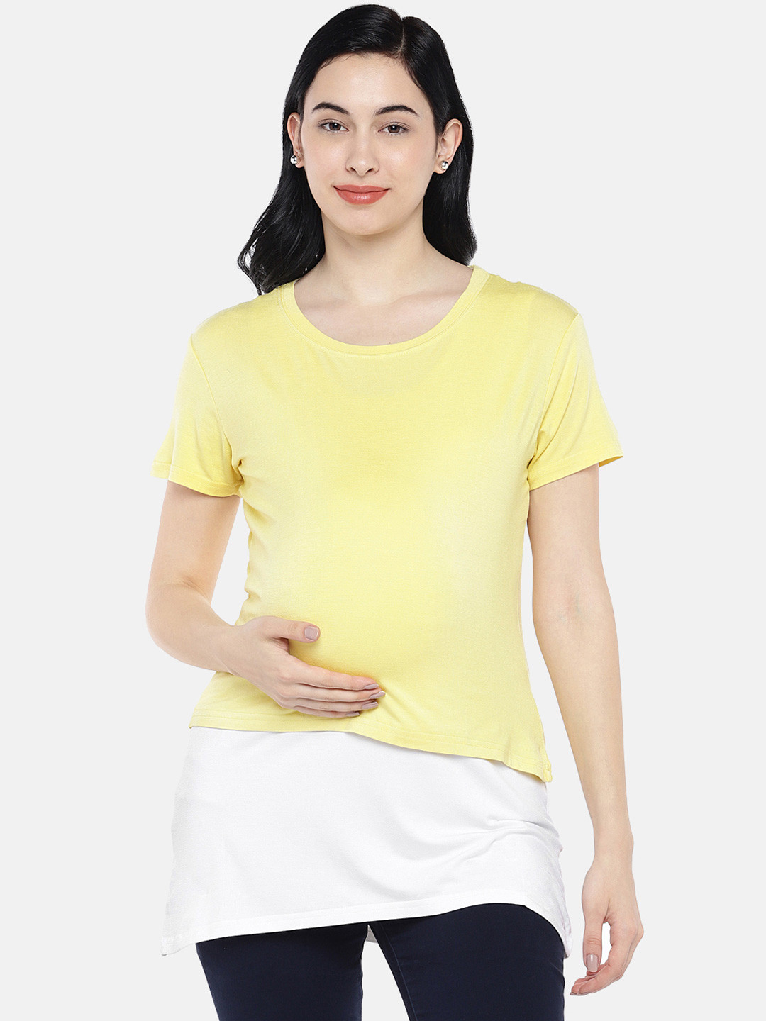 Blush 9 Maternity  Women Tie and Dye Cold-Shoulder Sleeves Top