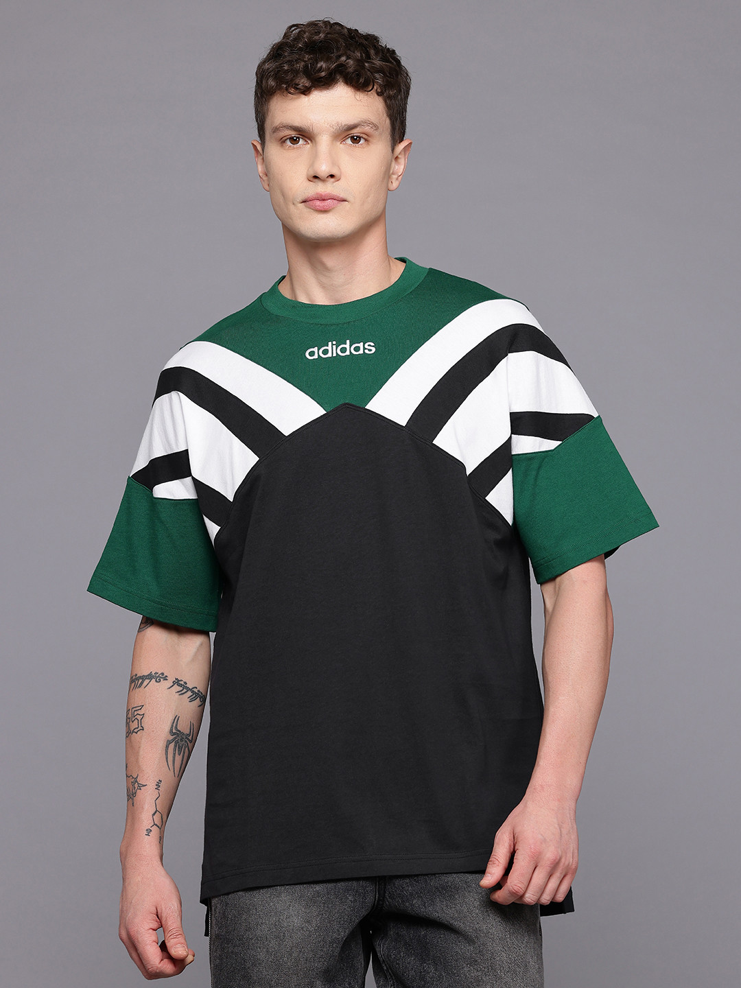 ADIDAS Originals Graphic Printed Pure Cotton Archive Cutline T-shirt