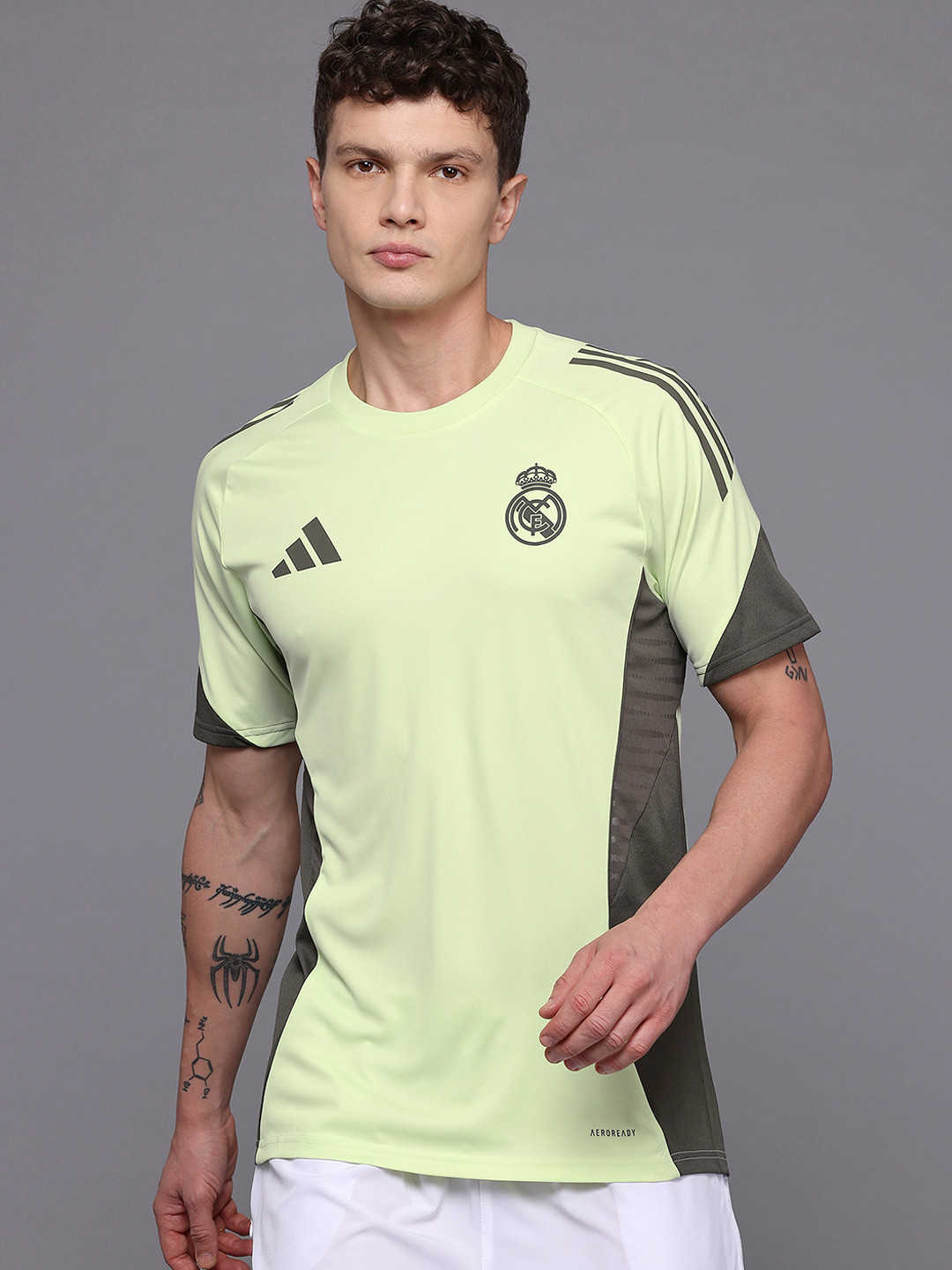 ADIDAS Men Real Madrid Slim Fit Football Training Jersey T-shirt