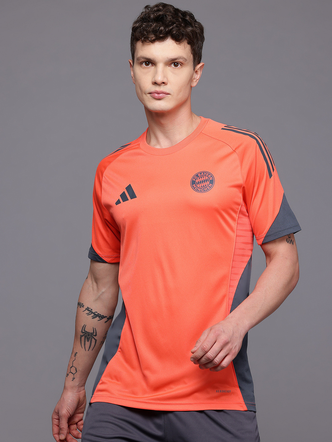 ADIDAS Brand Logo Paneled Slim Fit T-shirt