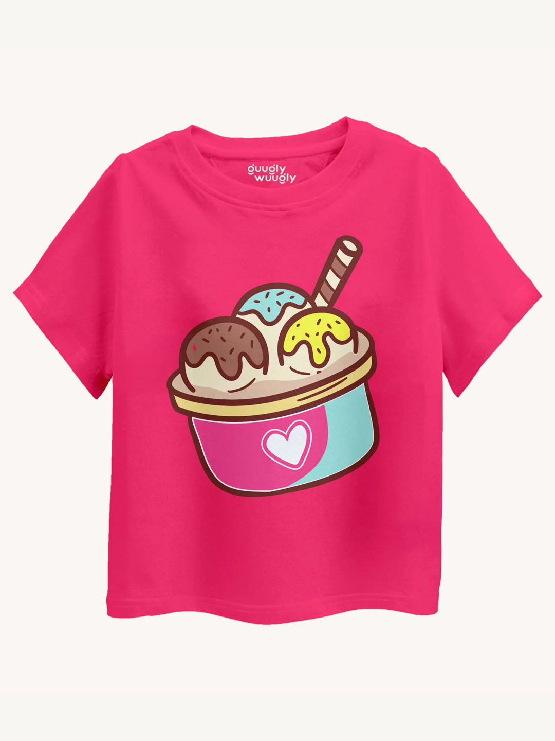 Guugly Wuugly Girls Icecream Super Soft Combed Compact Cotton T-shirt