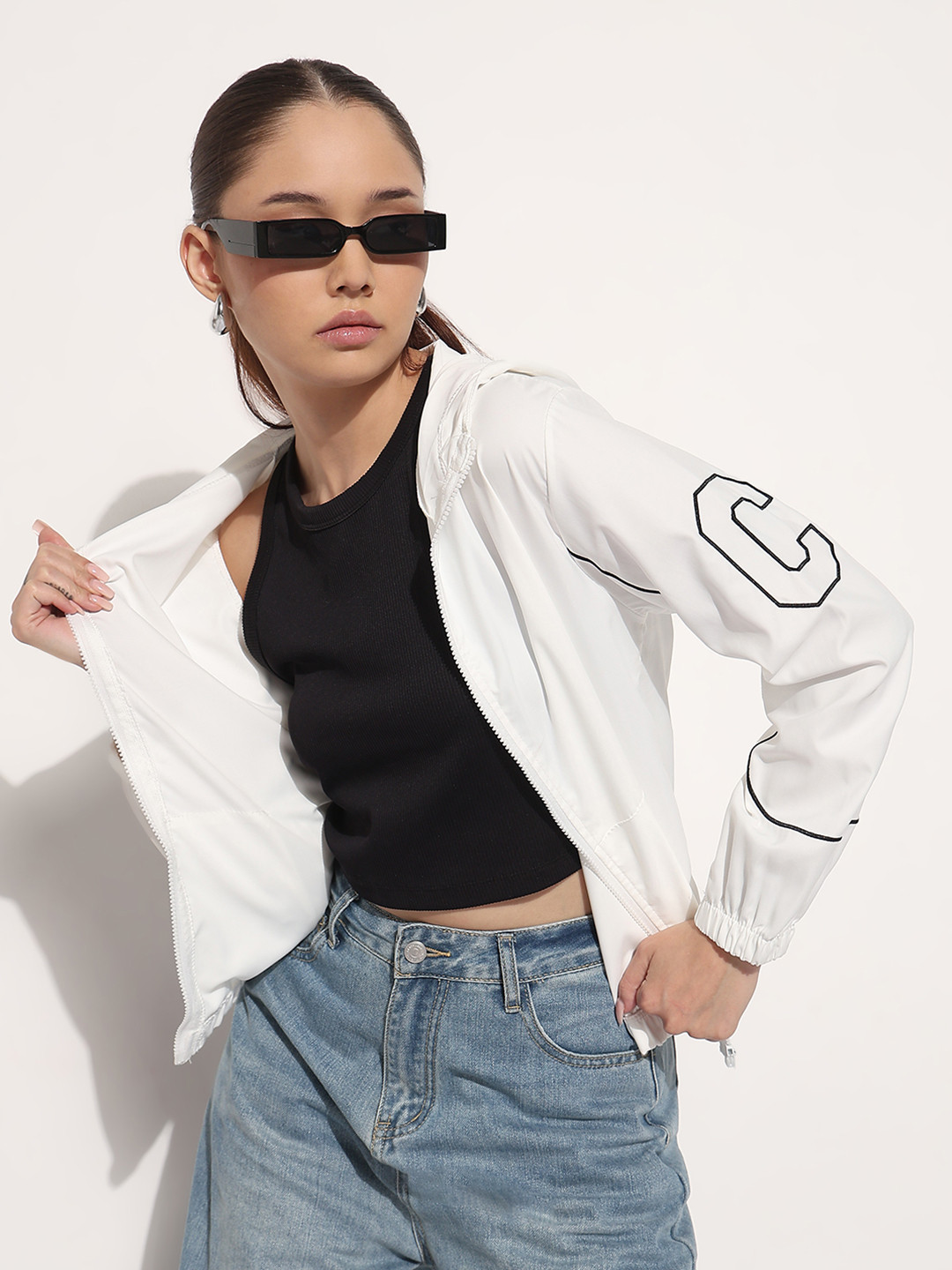 SHOWOFF Women Hooded Brand Logo Casual Sporty Jacket
