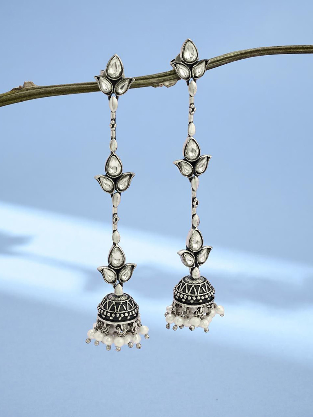 Fabindia Women Contemporary Silver Jhumka Earrings
