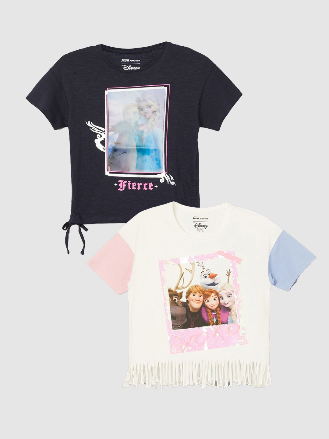 Fame Forever by Lifestyle Girls Pack of 2 Frozen Printed Cotton T-Shirts