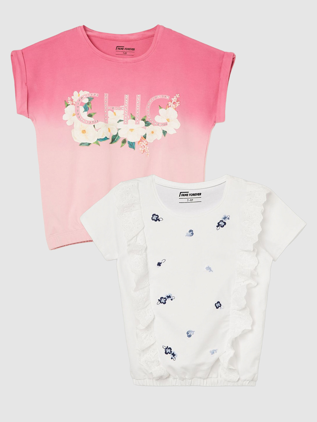 Fame Forever by Lifestyle Girls Pack of 2 Floral Printed T-Shirts