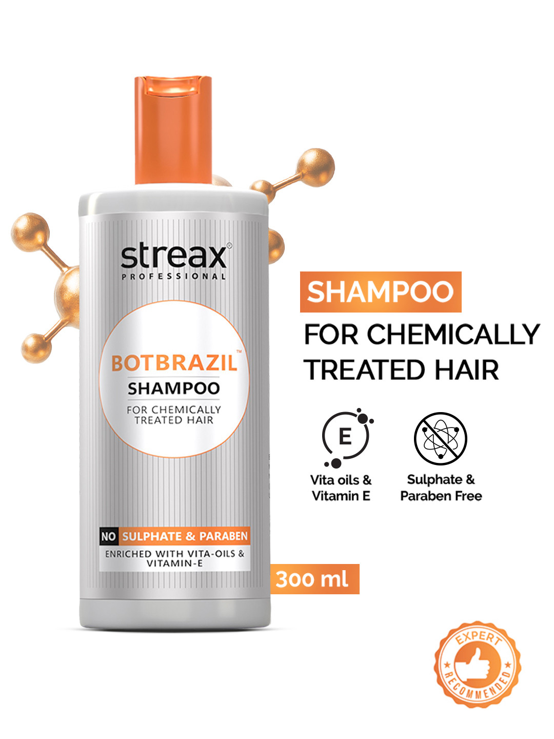 Streax Professional BotBrazil Paraben-Free Shampoo for Chemically Treated Hair - 300 ml