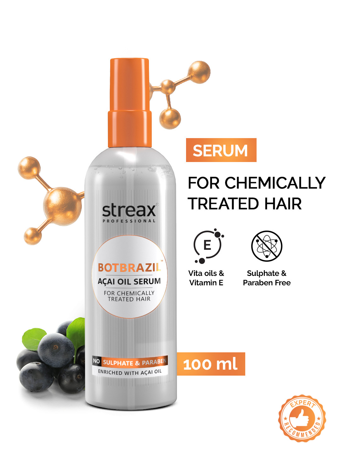 Streax BotBrazil Acai Oil Hair Serum for Chemically Treated Hair - 100 ml