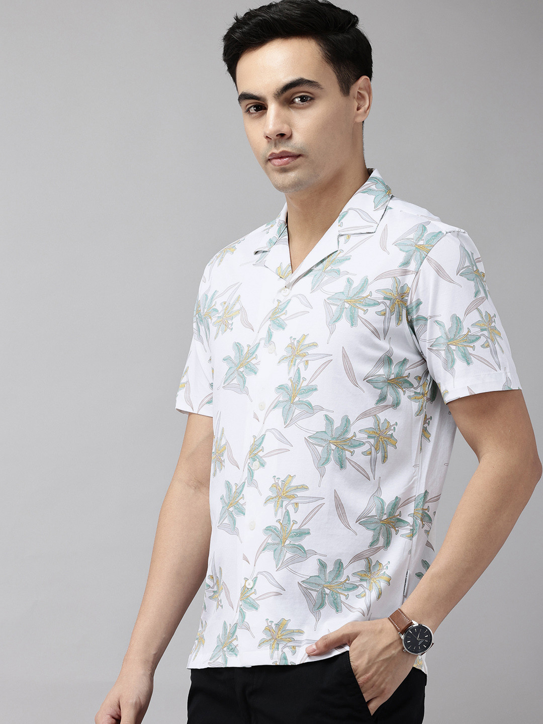 Van Heusen Pure Cotton Floral Printed Comfort Fit Casual Shirt