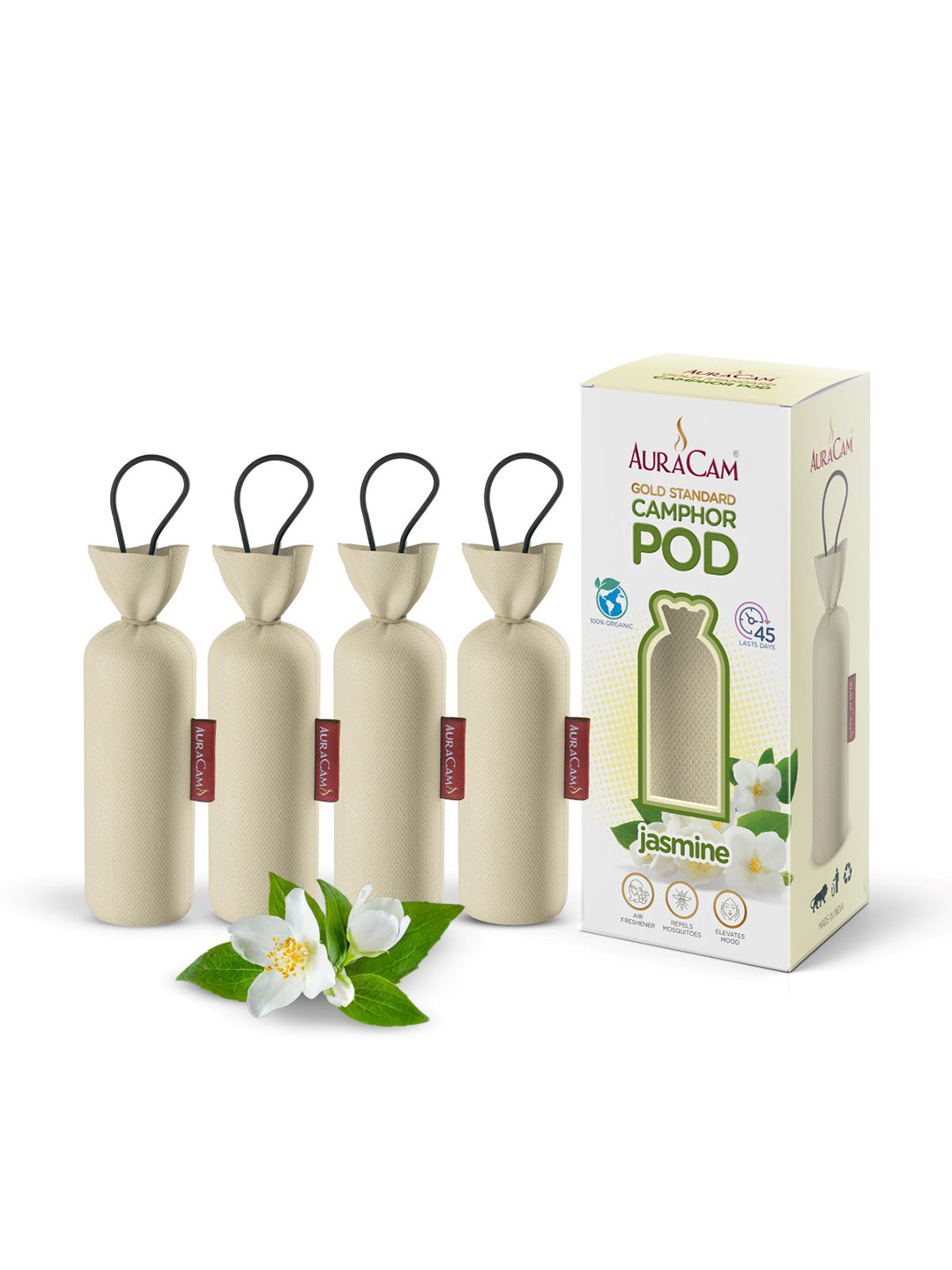 AuraCam Set of 4 Off White Jasmine Fragrance Air freshener For Room