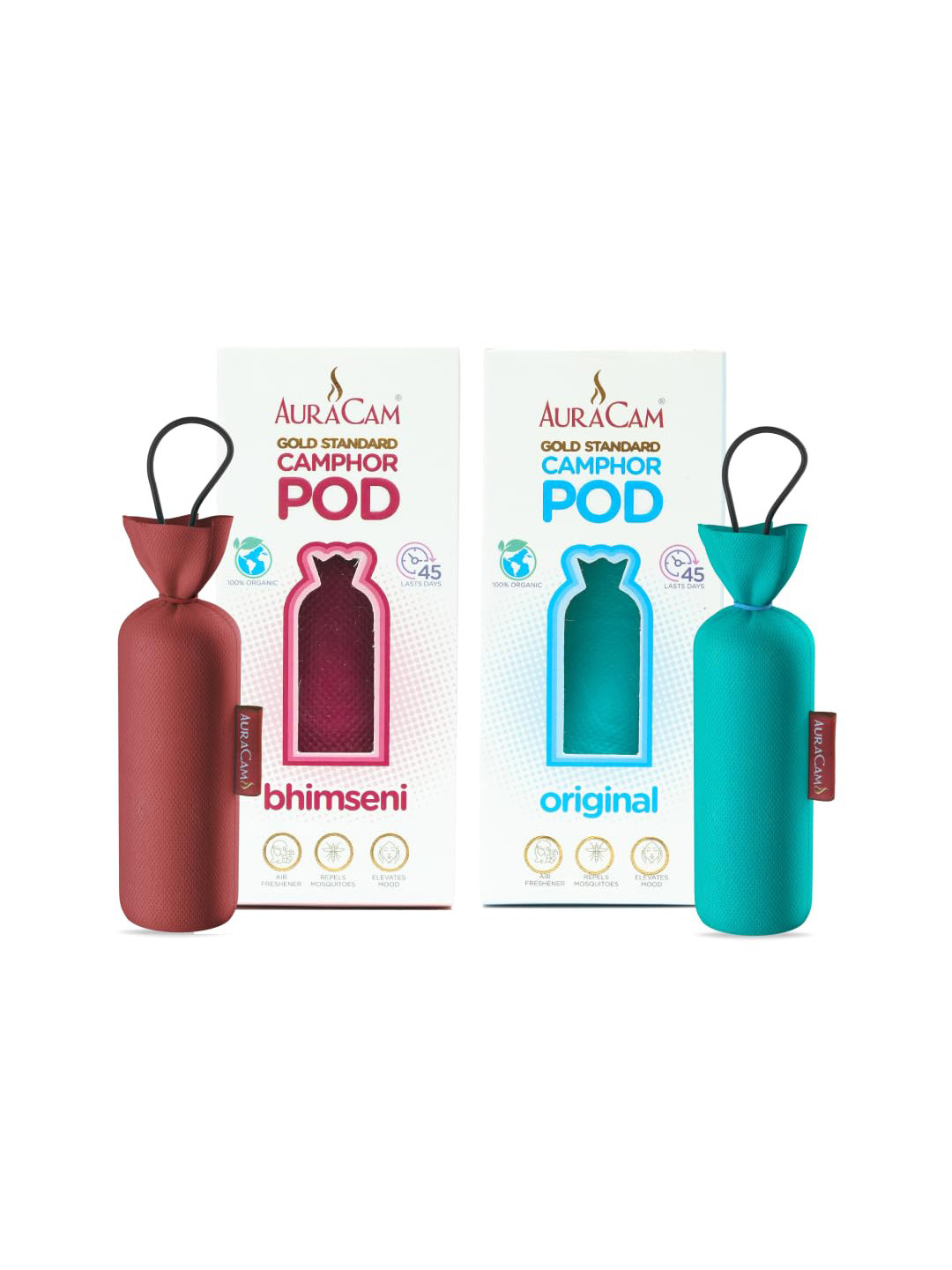 AuraCam Set of 2 Gold Standard Camphor Pods Bhimseni Air freshener