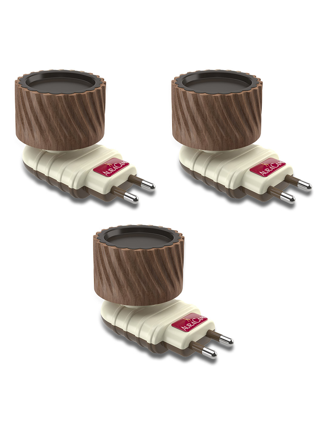 AuraCam Set of 3 Brown & White Camphor & Essential Oil Diffusers