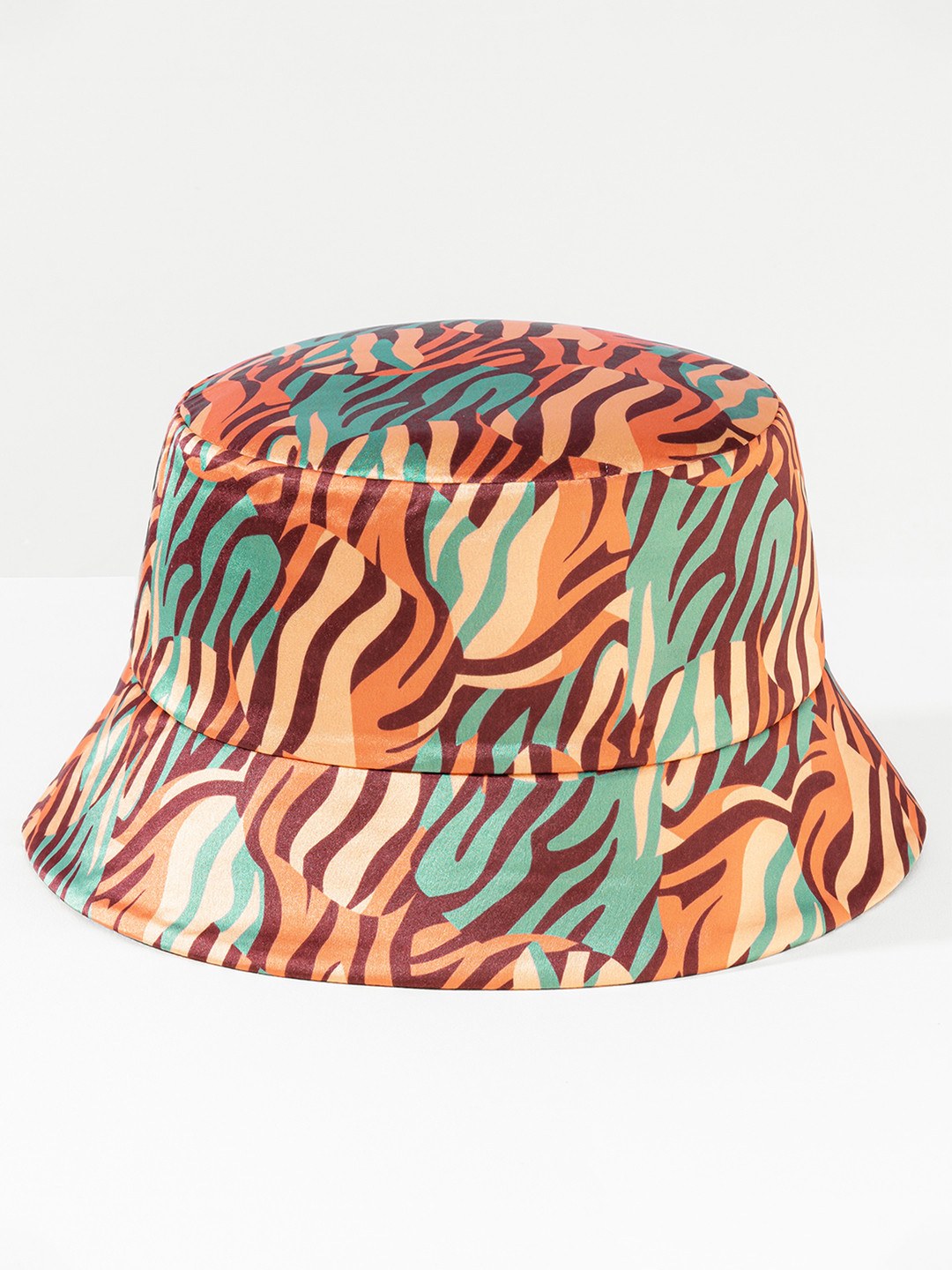Hair Drama Co. Women Zebra Abstract Pattern Print Silk Satin Beach Floppy Bucket Hat