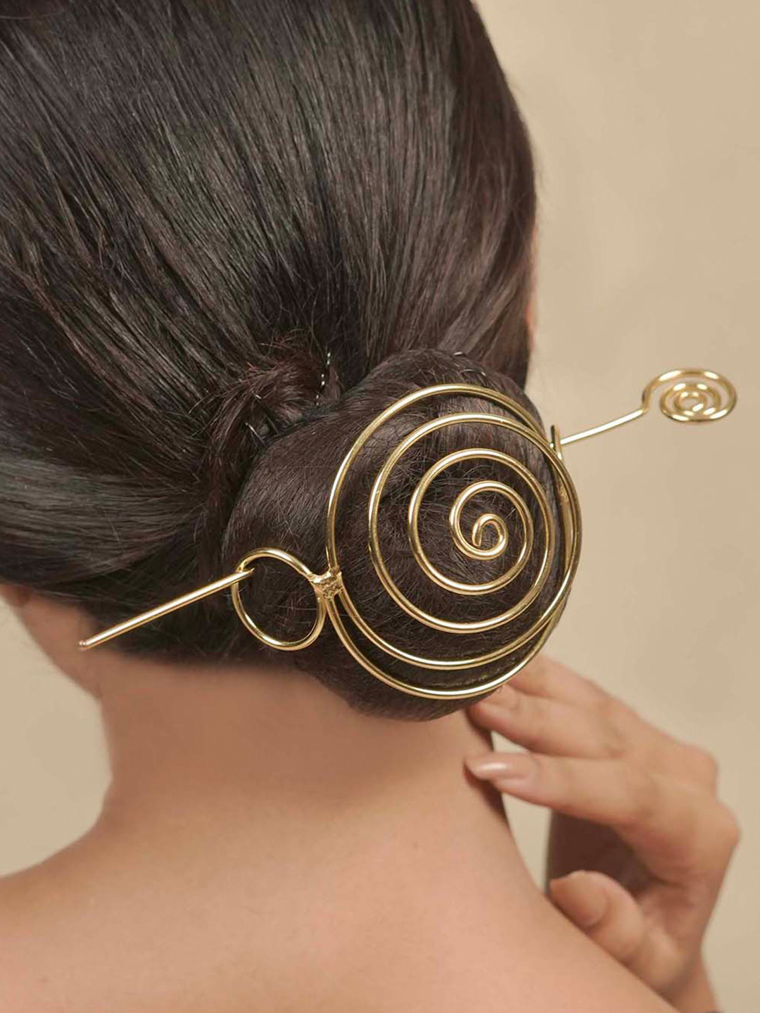 Hair Drama Co. Women Ethnic Coil Style Bun Holder with Hairpin Slide Stick Accessories