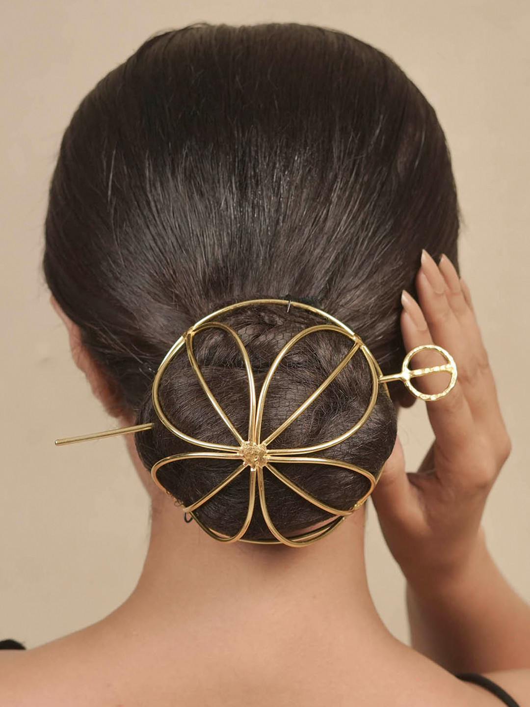 Hair Drama Co. Women Ethnic Bun Holder with Hairpin Slide Stick Hair Accessories