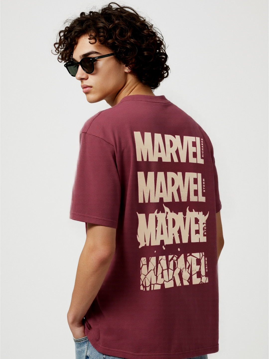 Marvel Typography Relaxed Fit Drop-Shoulder T-shirt