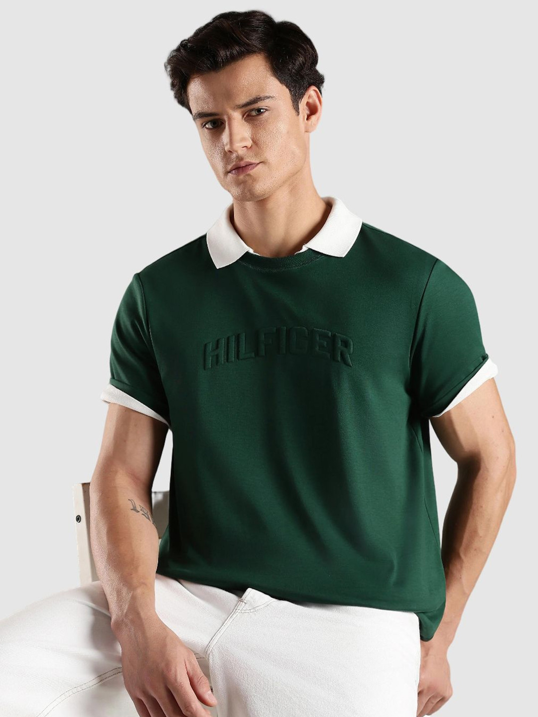 Tommy Hilfiger Europe Men Brand Logo Printed Polo Collar T-shirt