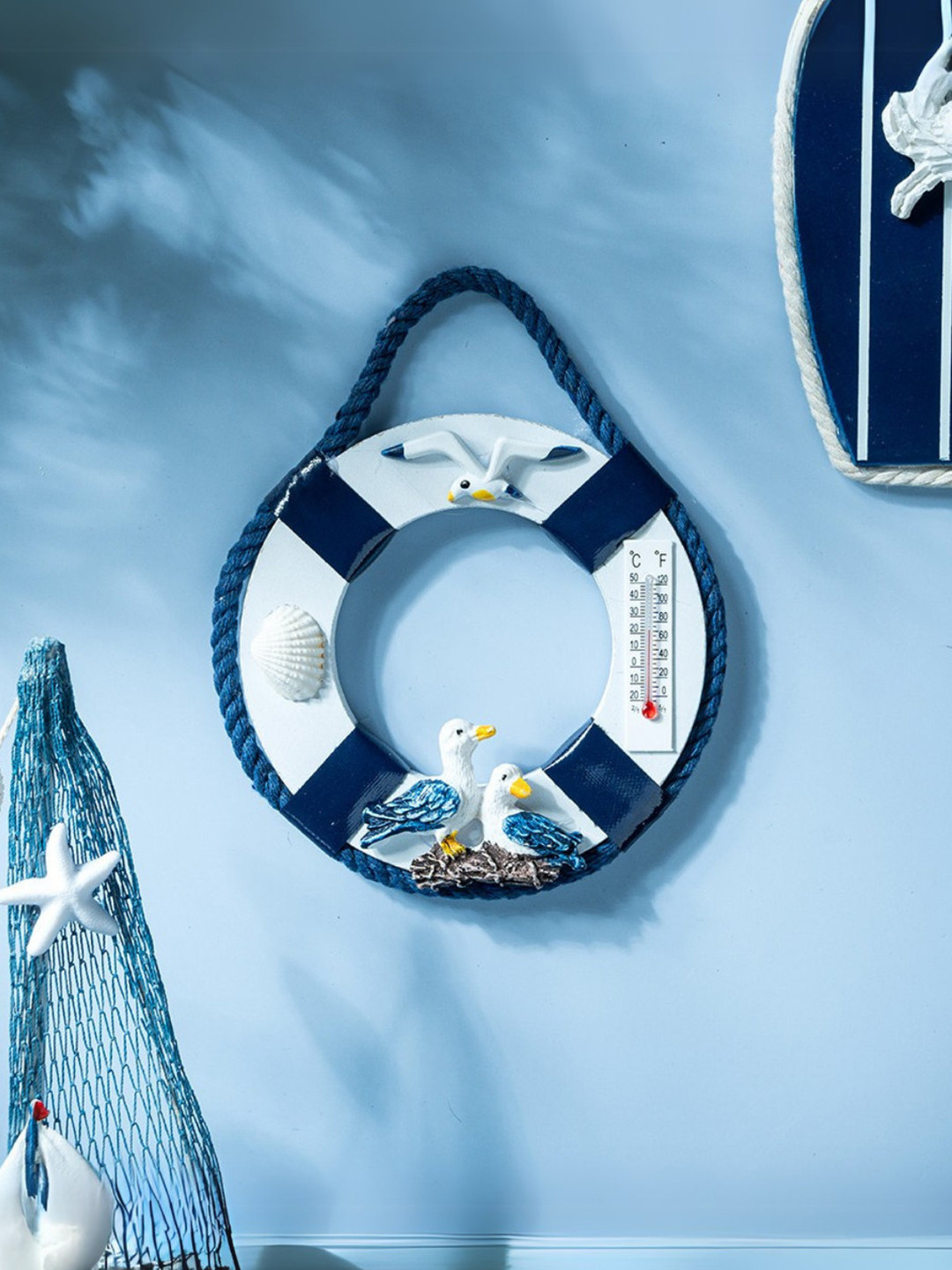 eazy wagon Buoy Life Ring Wood Matte Hanging Hall Wall Hangings-3.9In