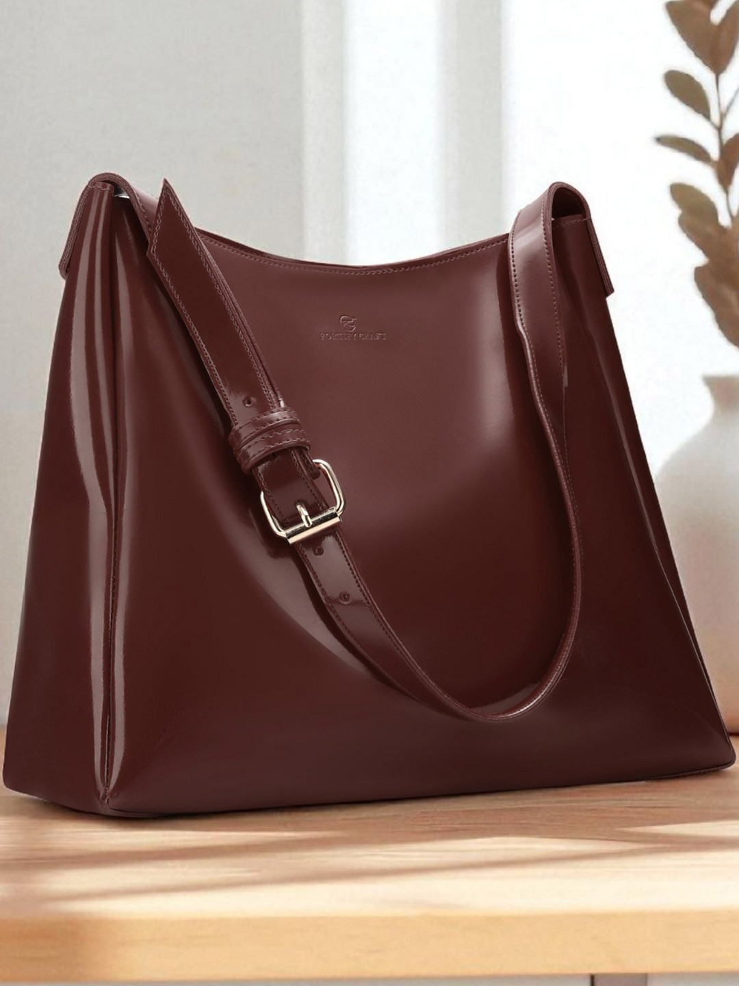 FORTIFY CRAFT Solid Adjustable Strap Zip Detail Shopper Tote Bag