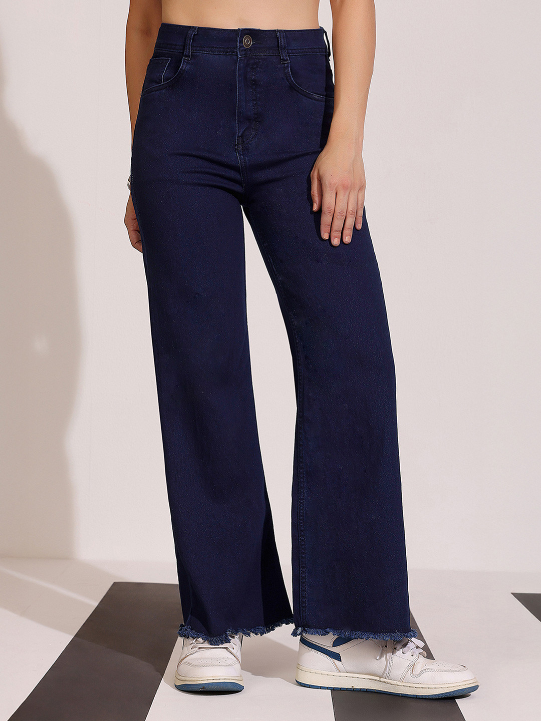 DOLCE CRUDO Juice Hub Women Wide Leg High-Rise Stretchable Jeans