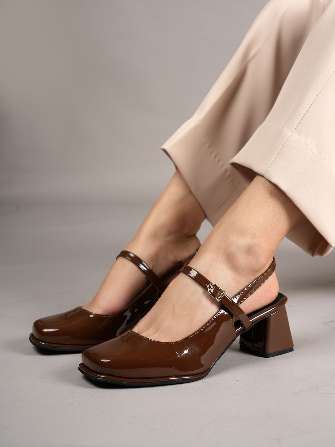 DROP BOLD Women Square Toe Block Heels Mary Janes