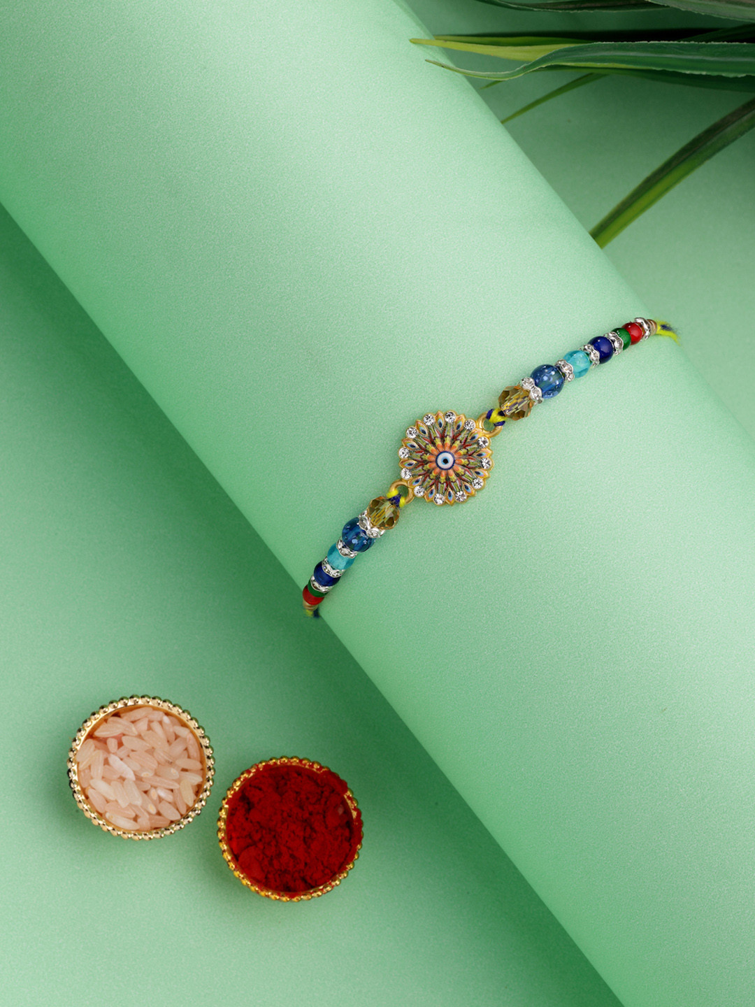 ADIVA Thread Rakhi With Roli Chawal Chandan & Greeting Card