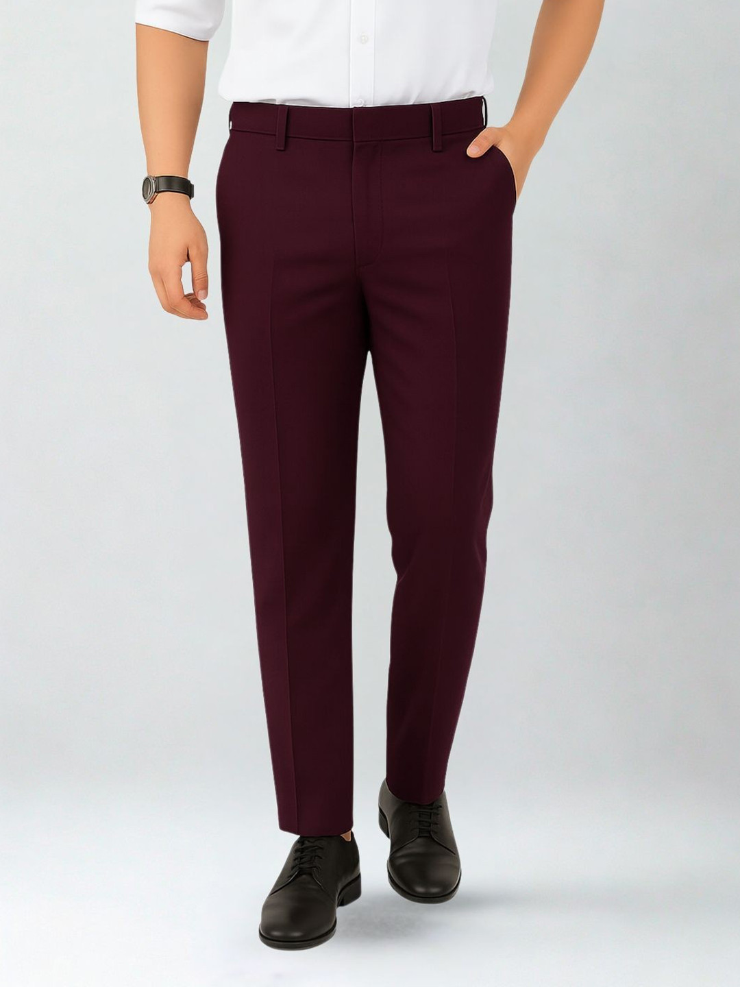 Zee Gold Men Regular Fit Low-Rise Formal Trousers