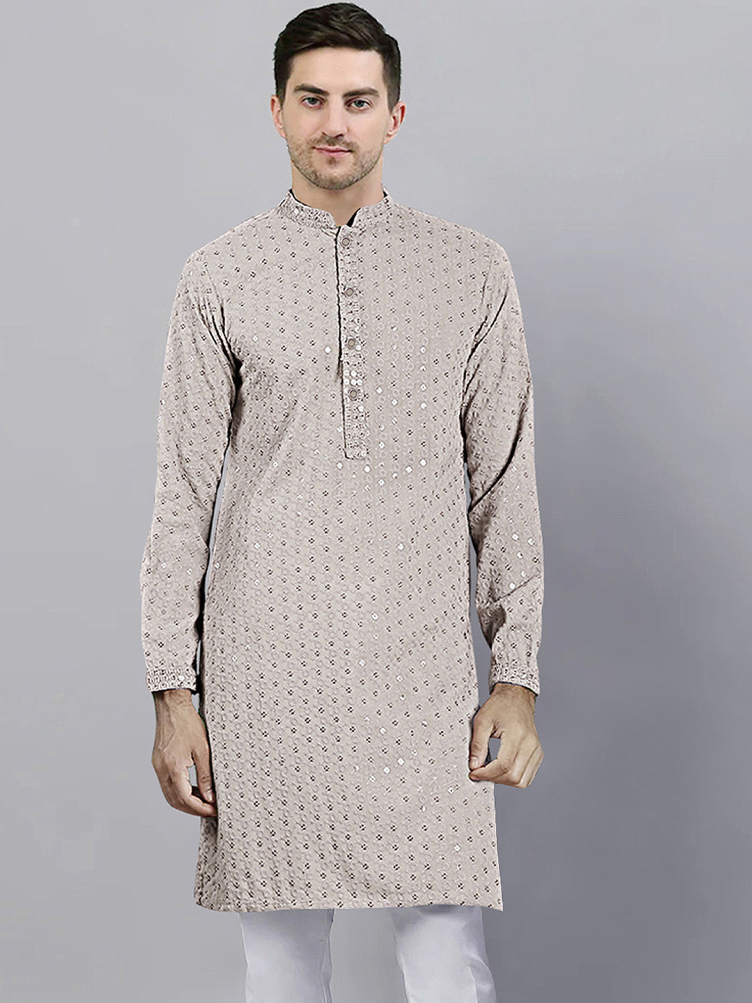 SG LEMAN Men Embellished Screen Print Casual Cotton Straight Kurta