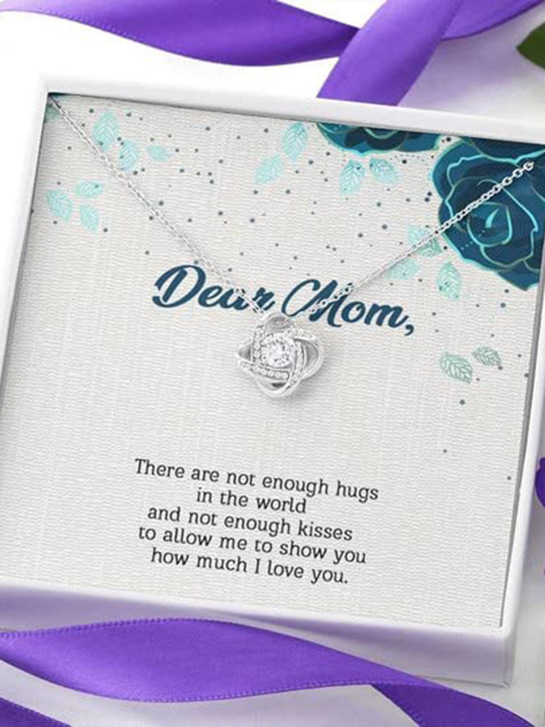 Sterling Silver Gift MOM NECKLACE, I LOVE YOU SO MUCH GIFT FOR MOM LOVE KNOT NECKLACE