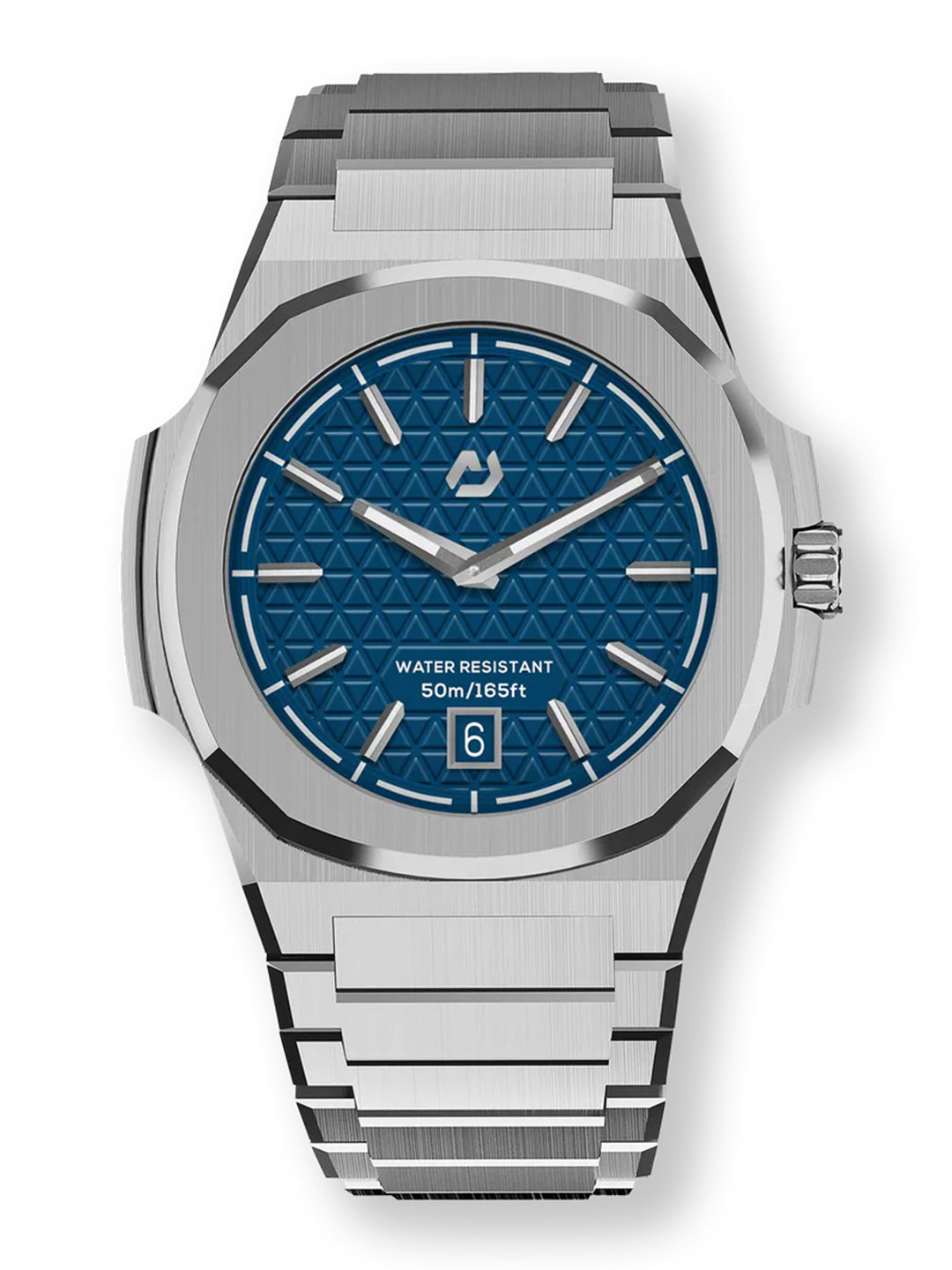 NUUN OFFICIAL Unisex Stainless Steel Straps Analogue Watch MT Silver 40.5mm Index Blue