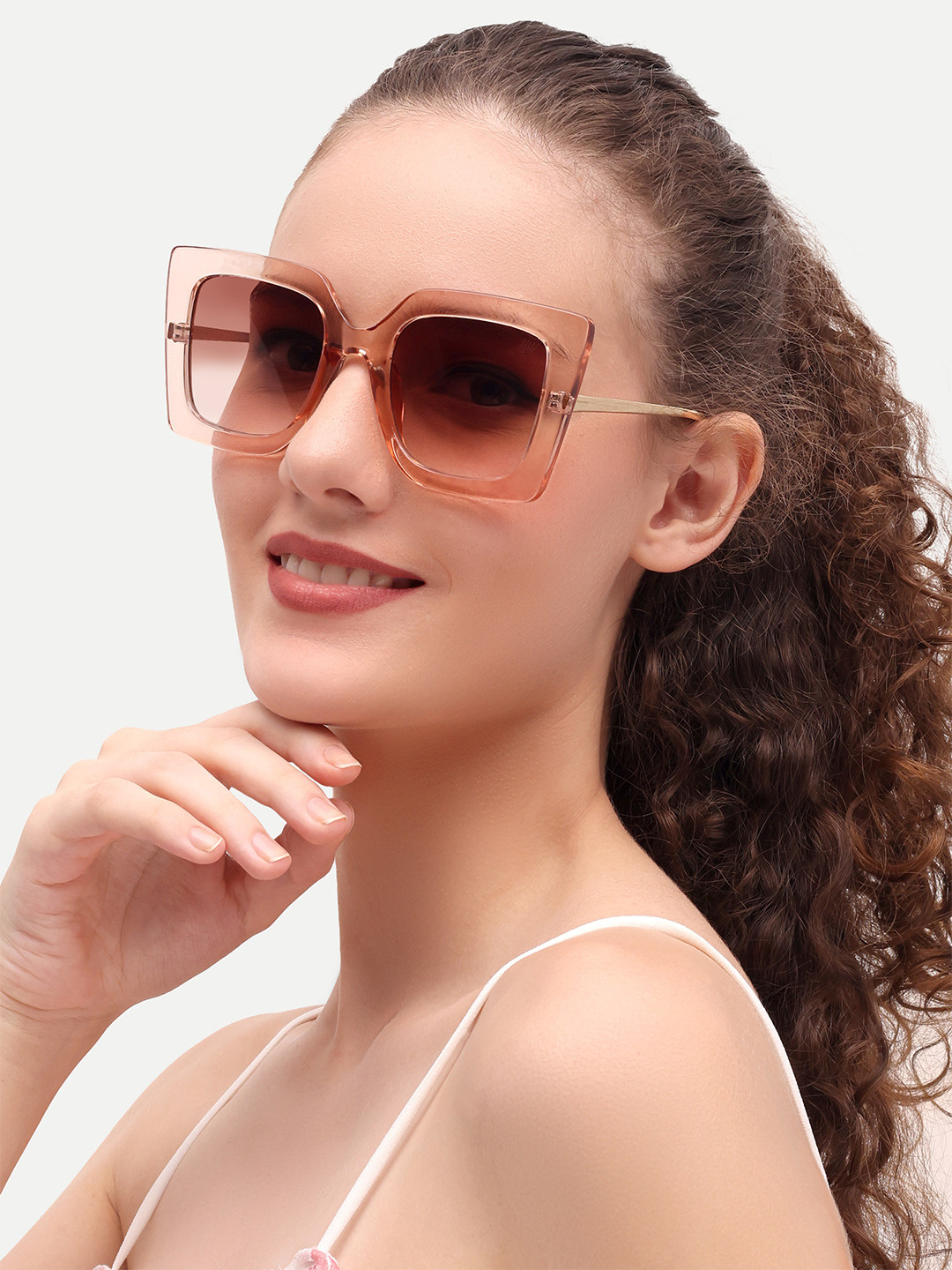 HAMILTANO WINSTON Women Peach UV Protected Oversized Sunglasses