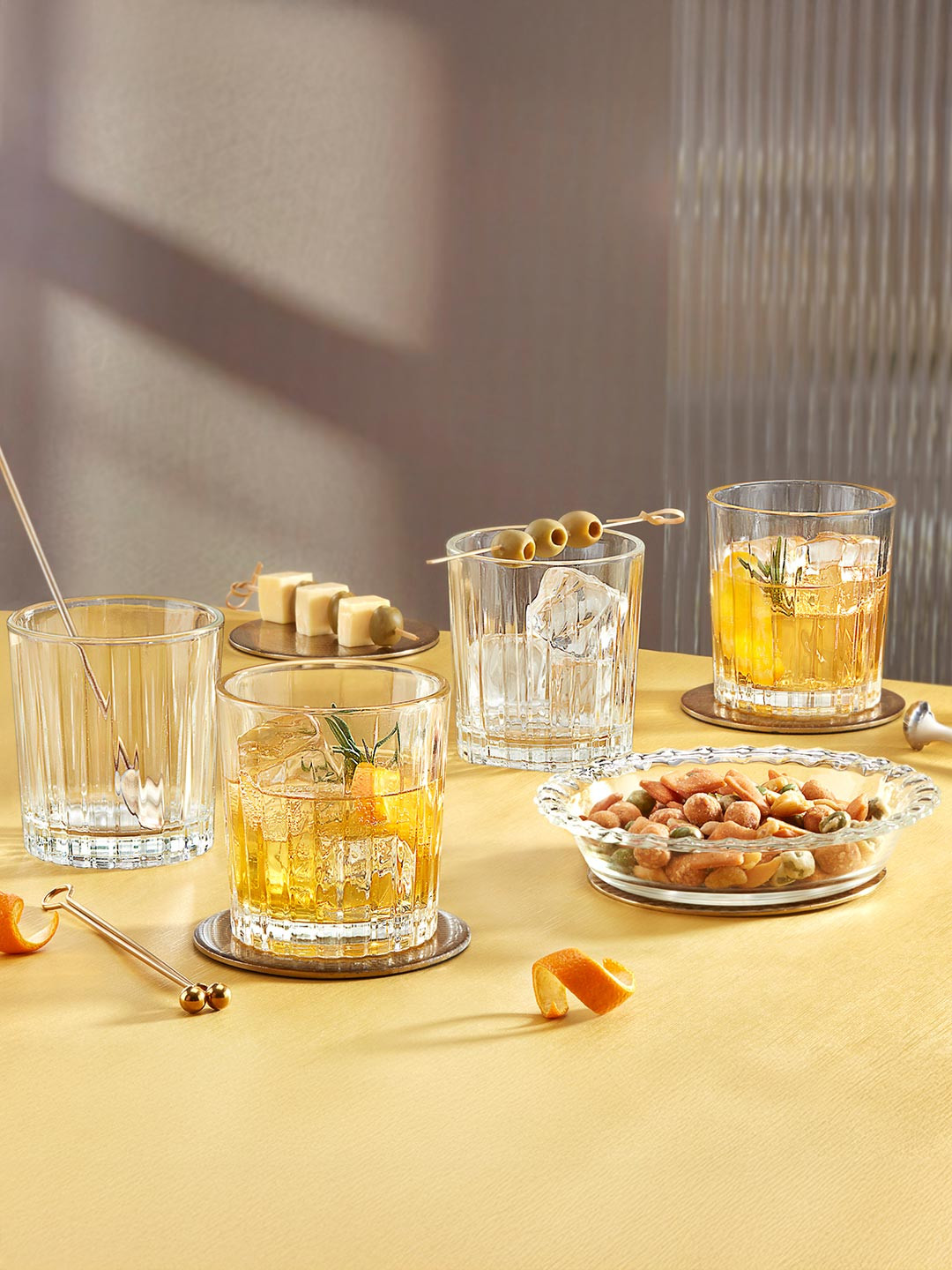 BOROSIL Transparent Set of 4 Microwave Safe Borosilicate Glass Whisky Glass Bar Glass