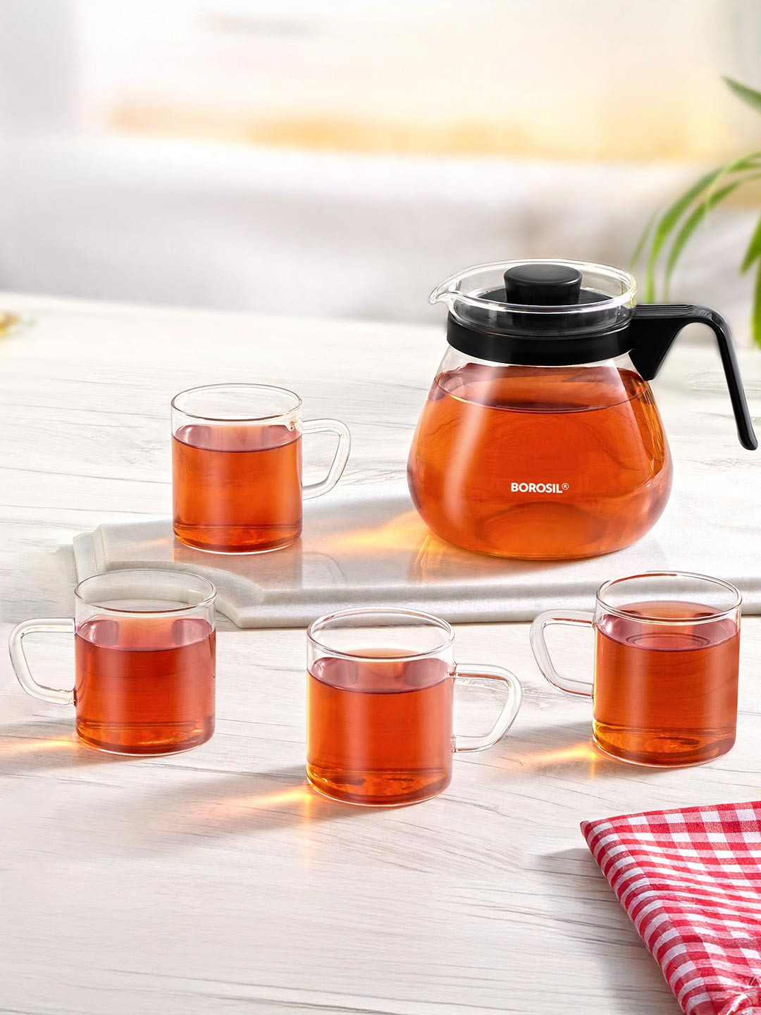 BOROSIL Transparent Tea Set 5 pieces