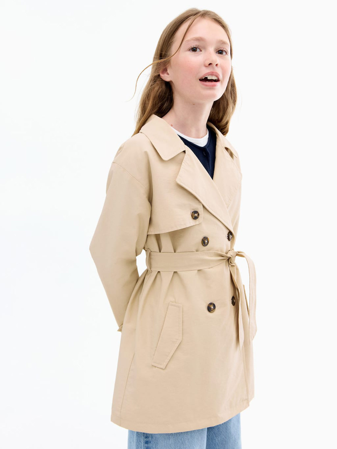 Mango Kids Girls Double-Breasted Trench Coat