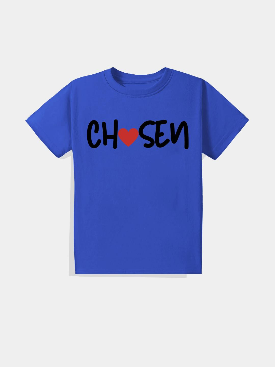 KAVEE Pure Cotton Half Sleeves Chosen Text Printed Bio Washed Tee -Royal Blue