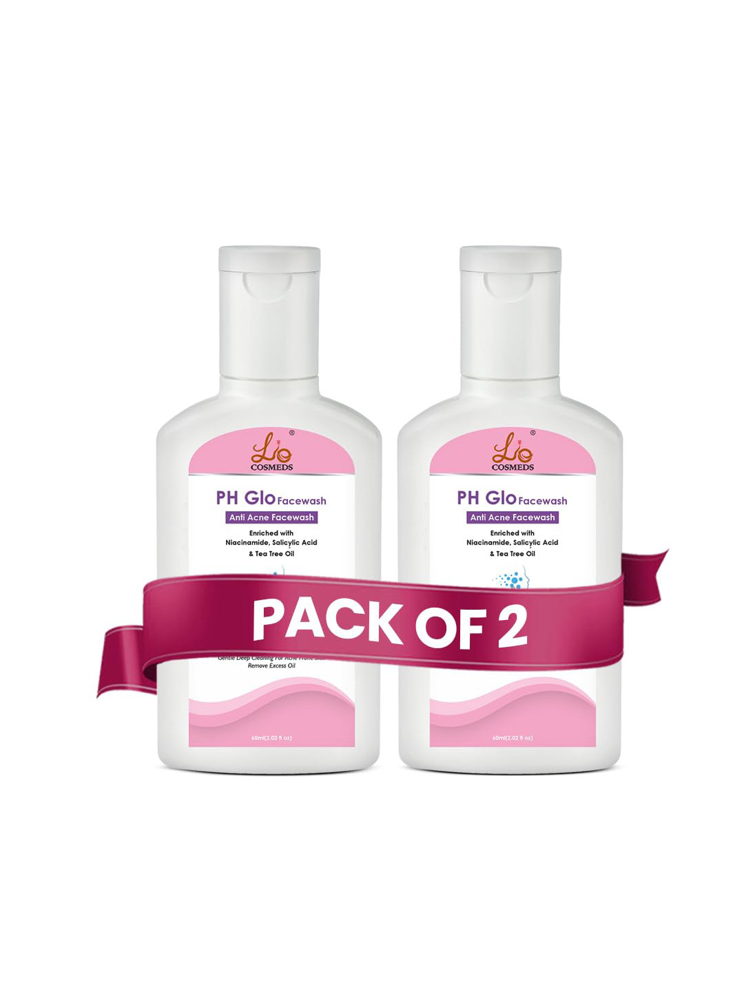 Lio Cosmeds Set Of 2 PHGLO Anti-Acne Facewash - 60 ml Each