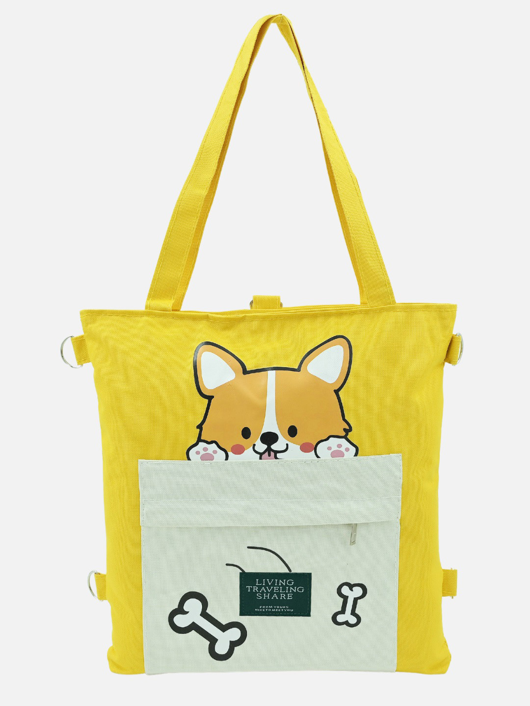 HSR Women Yellow 3 in 1 Canvas Tote Bag with Adjustable Strap