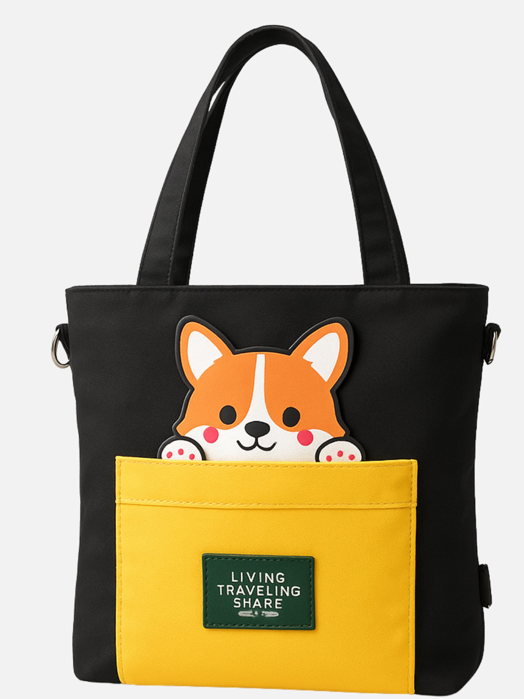 HSR Women Black 3 in 1 Canvas Tote Bag with Adjustable Strap