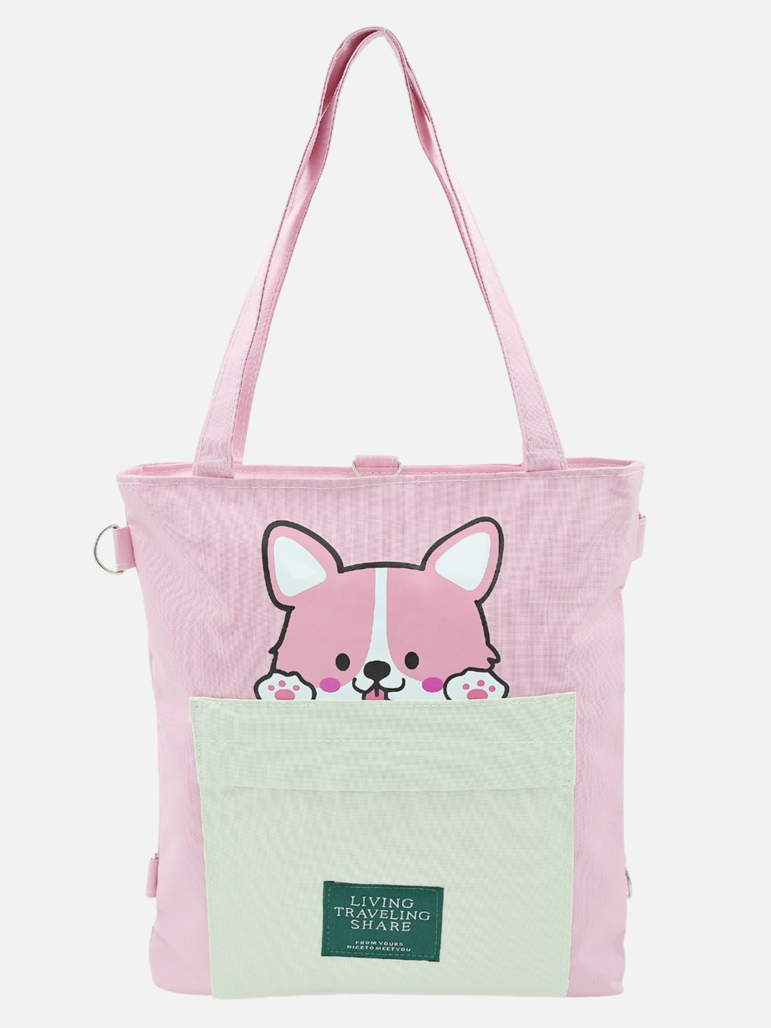 HSR Women Pink 3 in 1 Canvas Tote Bag with Adjustable Strap