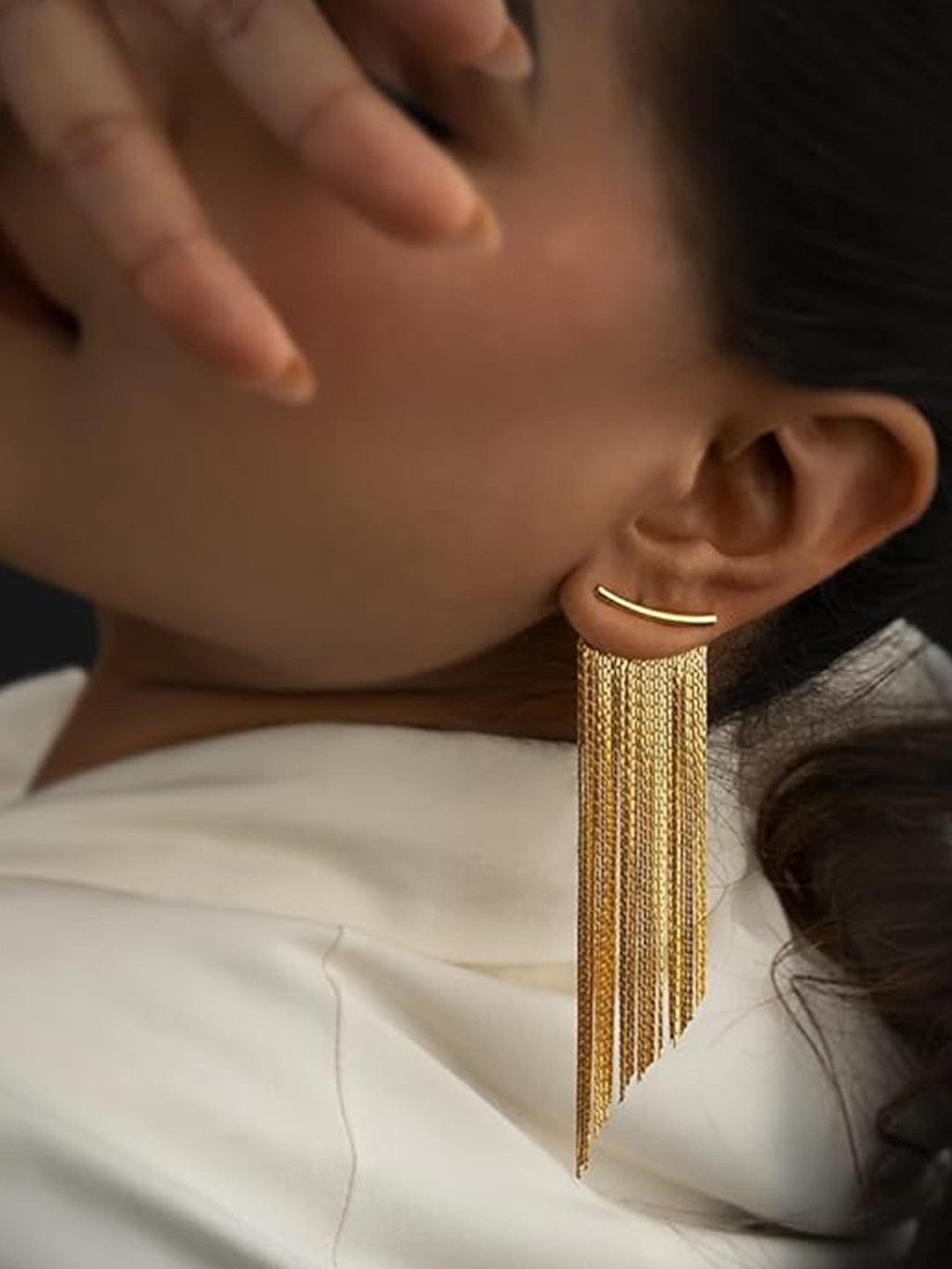 Amalfa Women 18K Gold Plated Long Tassel Dangle Earrings