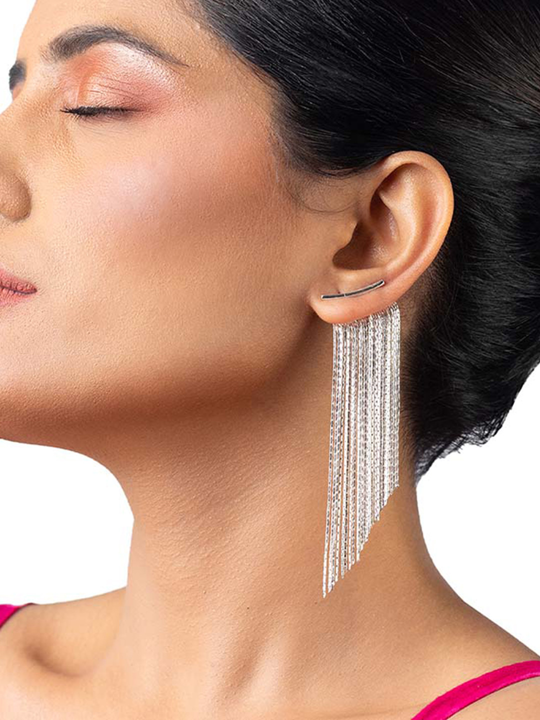 Amalfa Women 18K Silver Plated Long Tassel Dangle Earrings