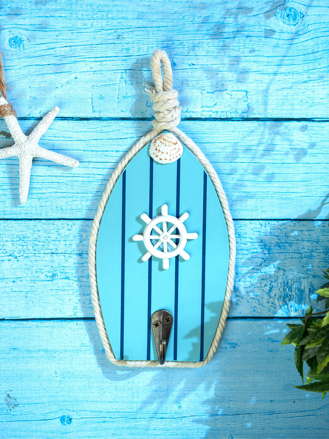 eazy wagon Blue & White Boat Shaped Helm Beach Wall Hooks