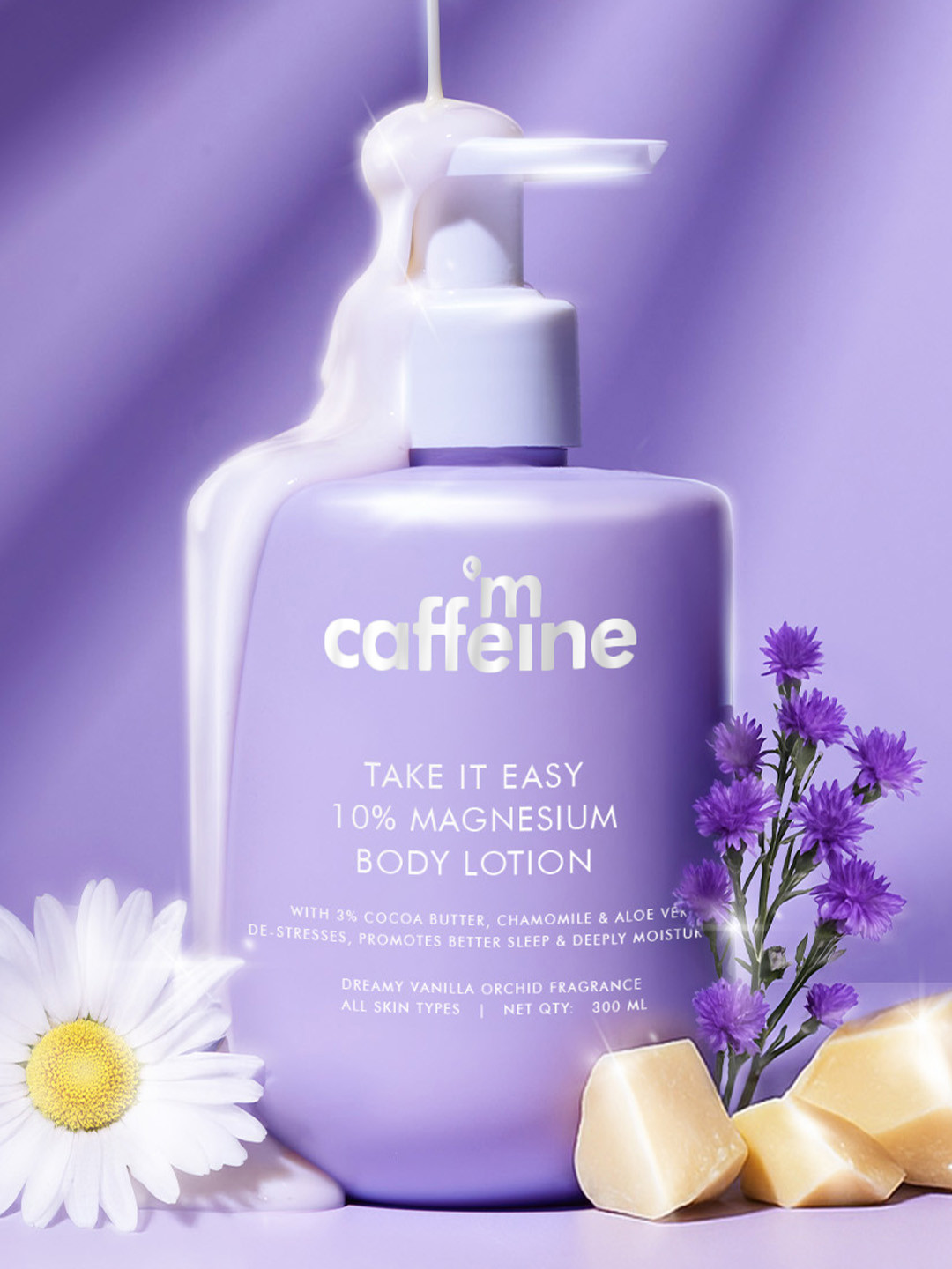 MCaffeine 10% Magnesium Body Lotion for 3X Stress Reduction, Better Sleep - Vanilla -300ml