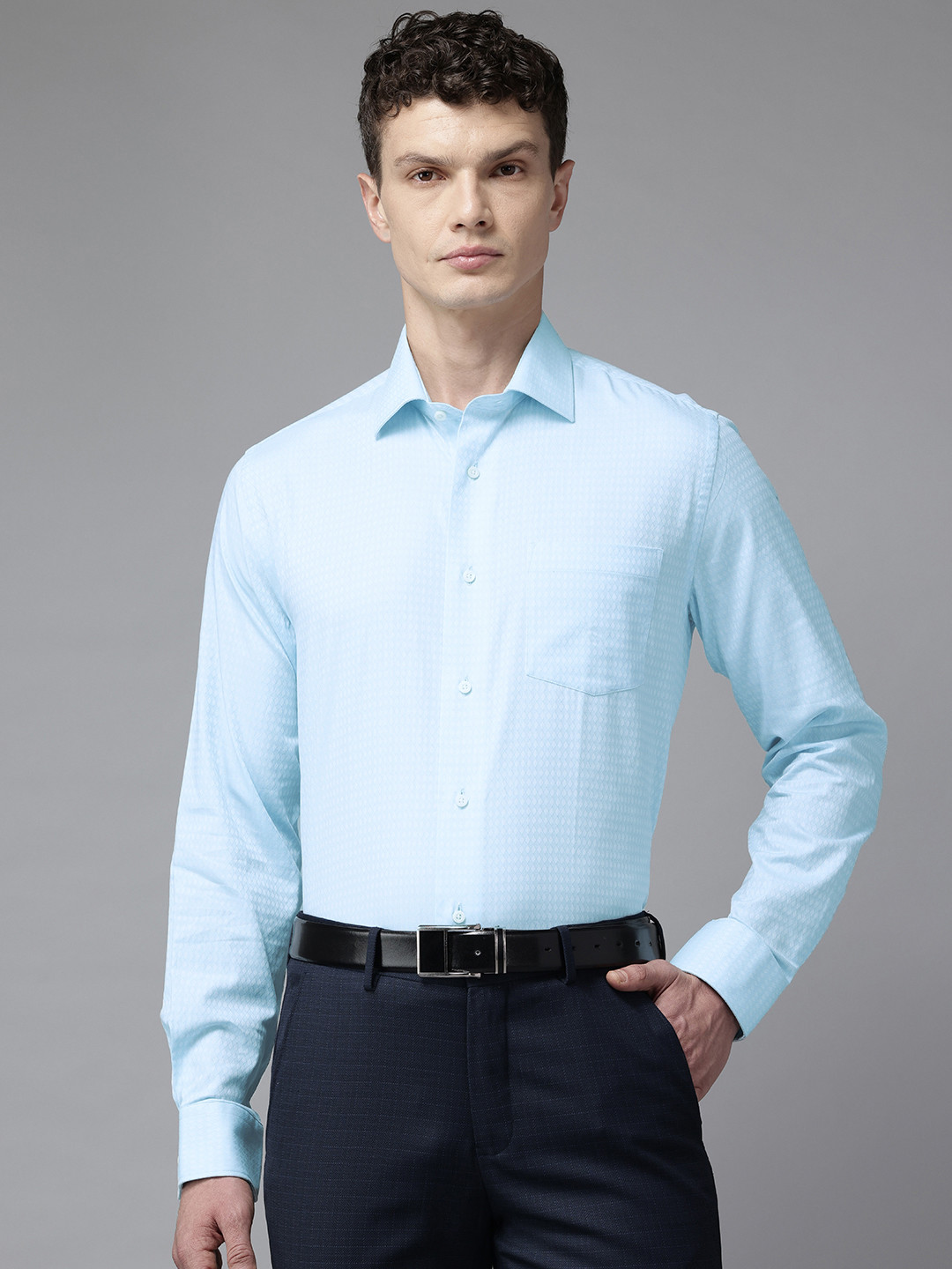 Blackberrys Men Self-Design India Slim Fit Formal Shirt