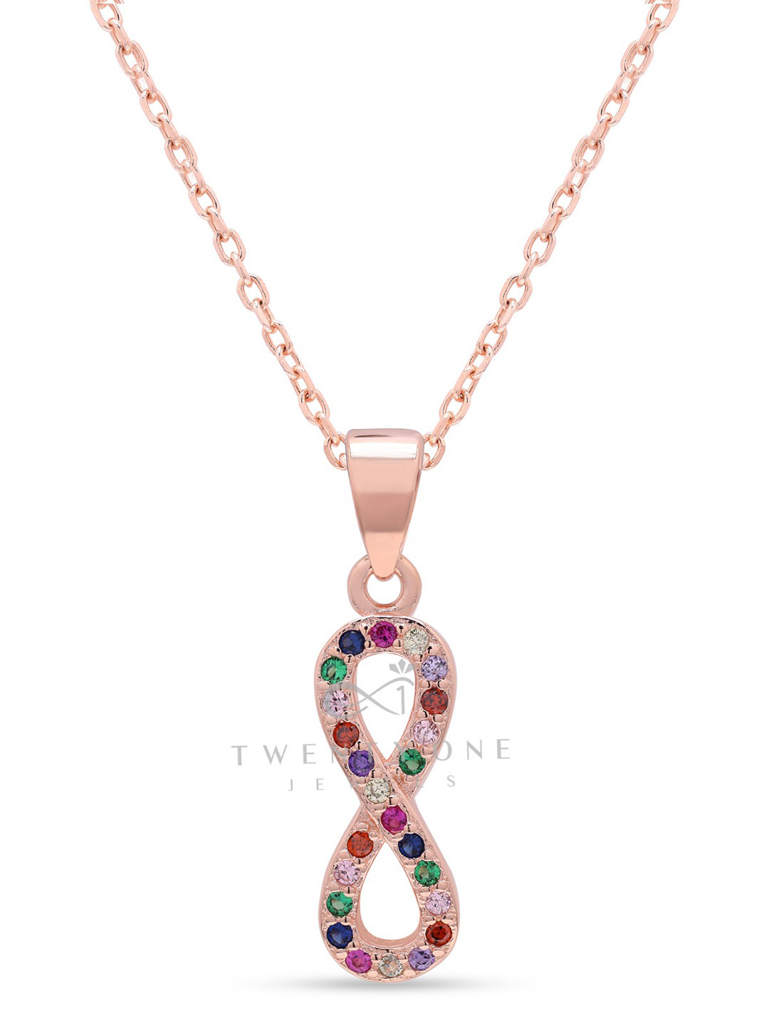 925 Silver Multicoloured Rose Gold Finish Pendant