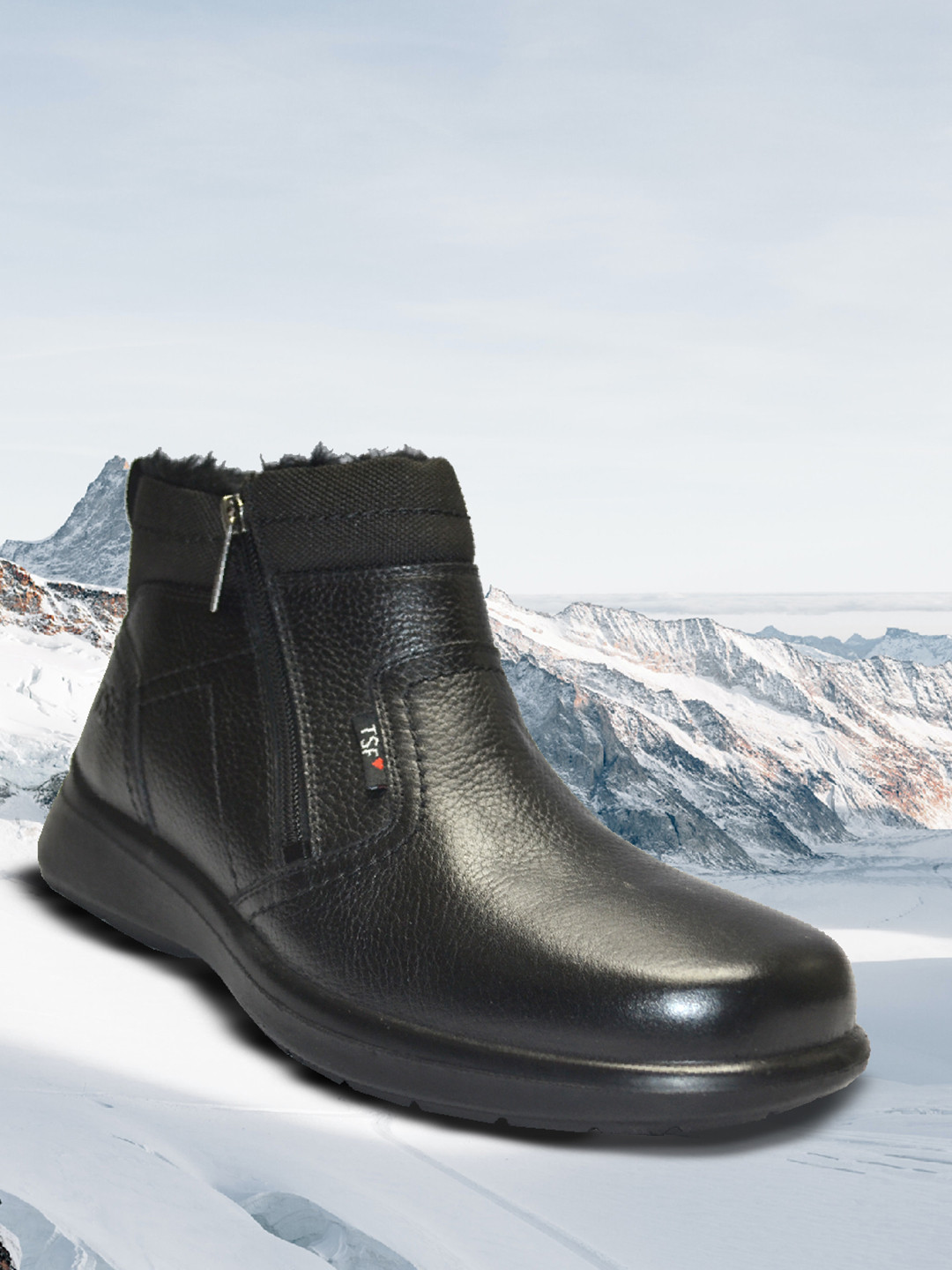 TSF Premium Black Leather Boots For Men