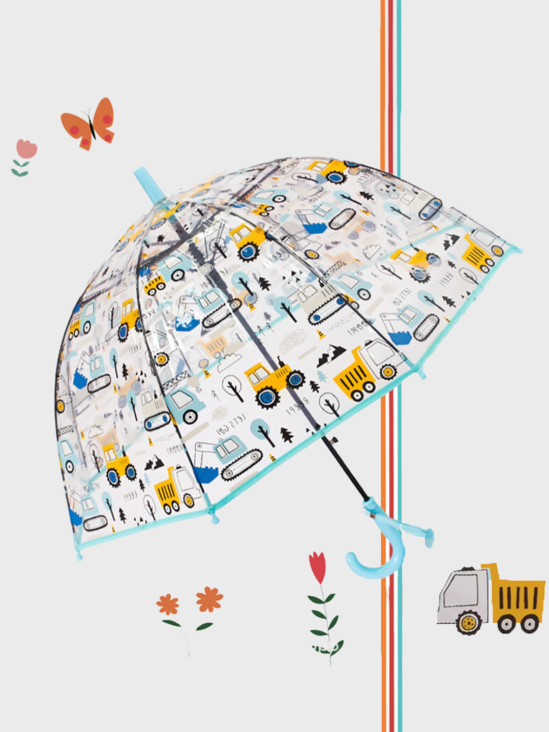 Little Surprise Box LLP Blue & Transparent Construction Theme Manual 2 Fold Umbrella