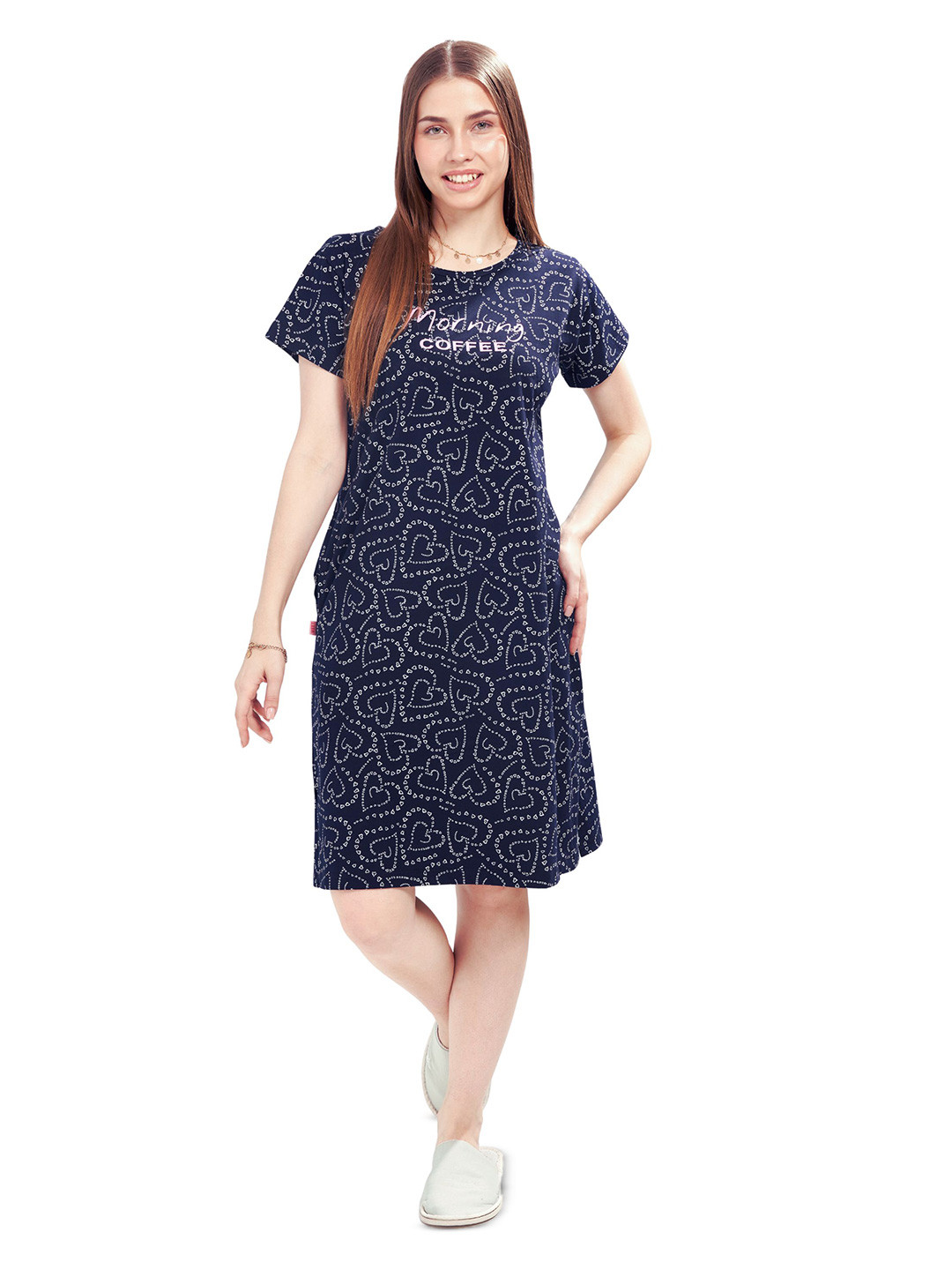 WEET Heart Print Pure Cotton T-shirt Nightdress