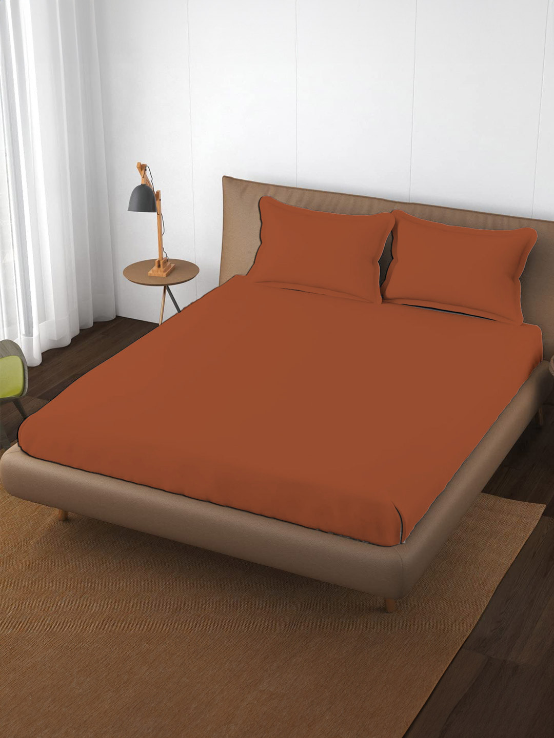 Trance Home Linen Orange Cotton 400 TC King Bedsheet Sets - 2.74 m x 2.74 m