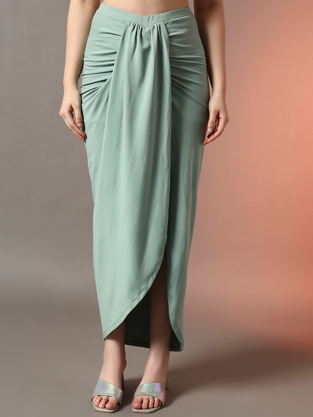 Trend Arrest Women Draped Stretch Maxi Skirt